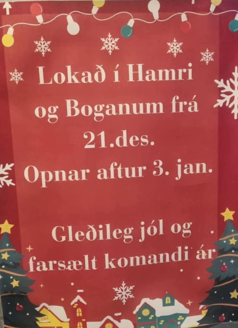 Lokað í Hamri yfir hátíðarnar